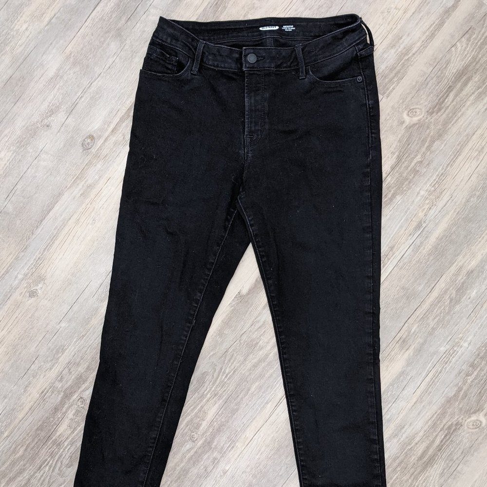 Old Navy Rockstar Super Skinny Mid-Rise Jeans Black Size 10 Long